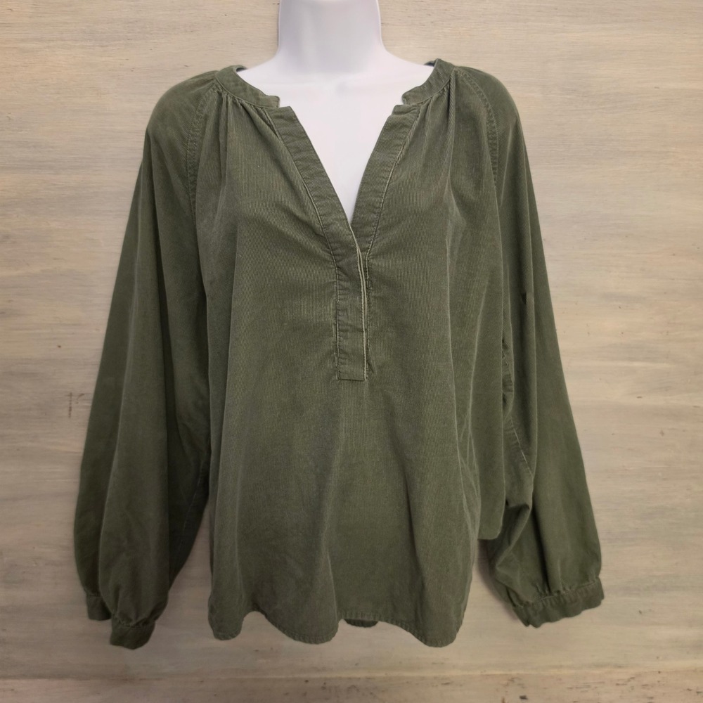 Universal Thread 100% Cotton Forest Green Corduroy Blouse Size XL GC